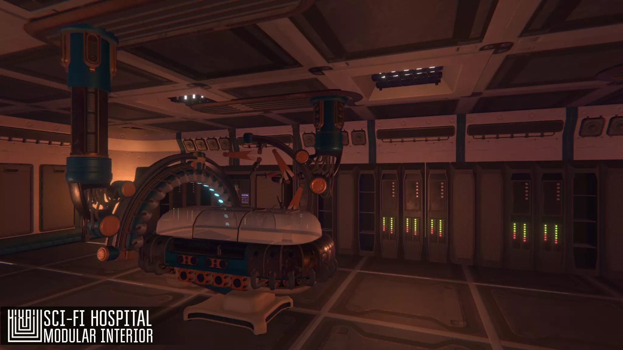 Sci-fi hospital - modular interior Low-poly 3D model_9