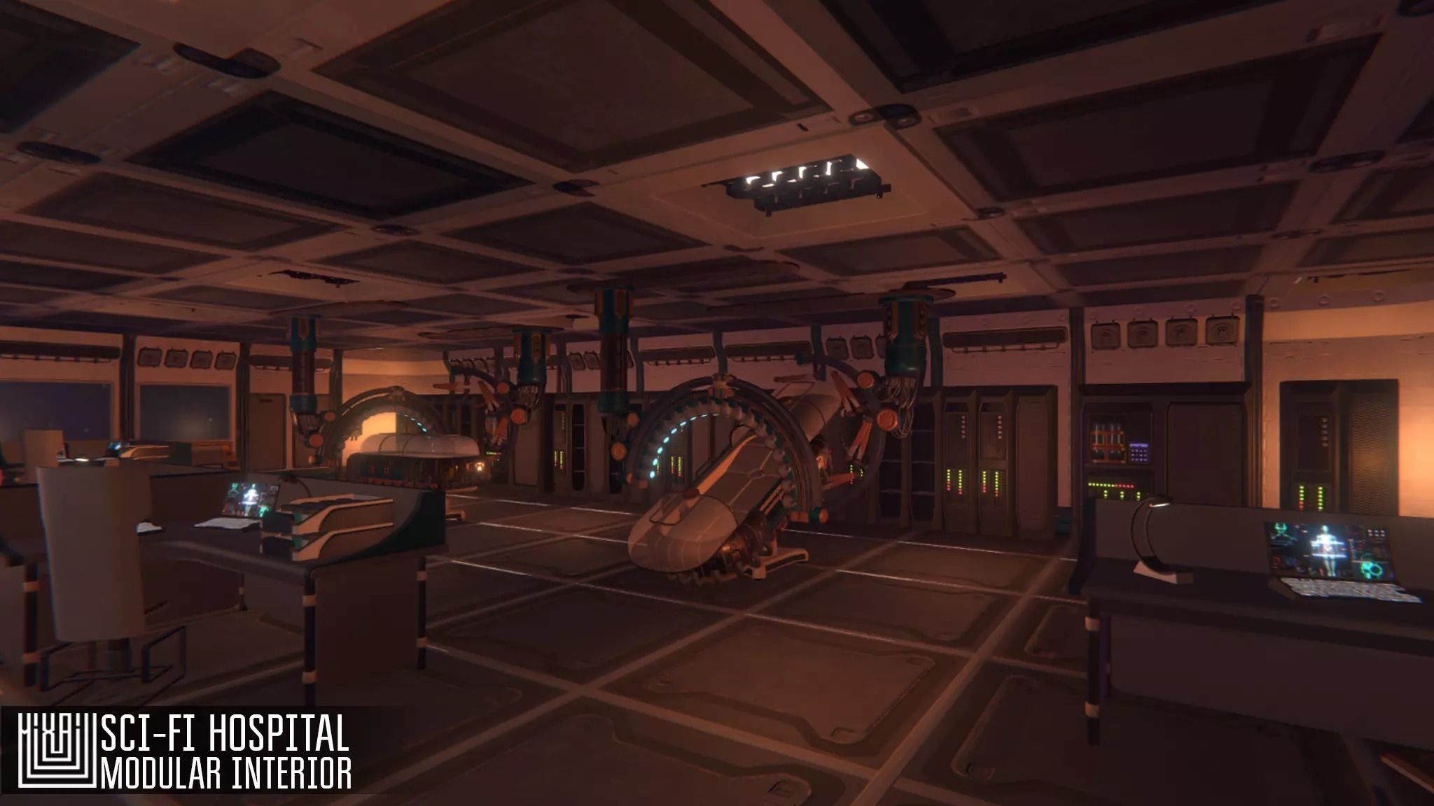 Sci-fi hospital - modular interior Low-poly 3D model_8