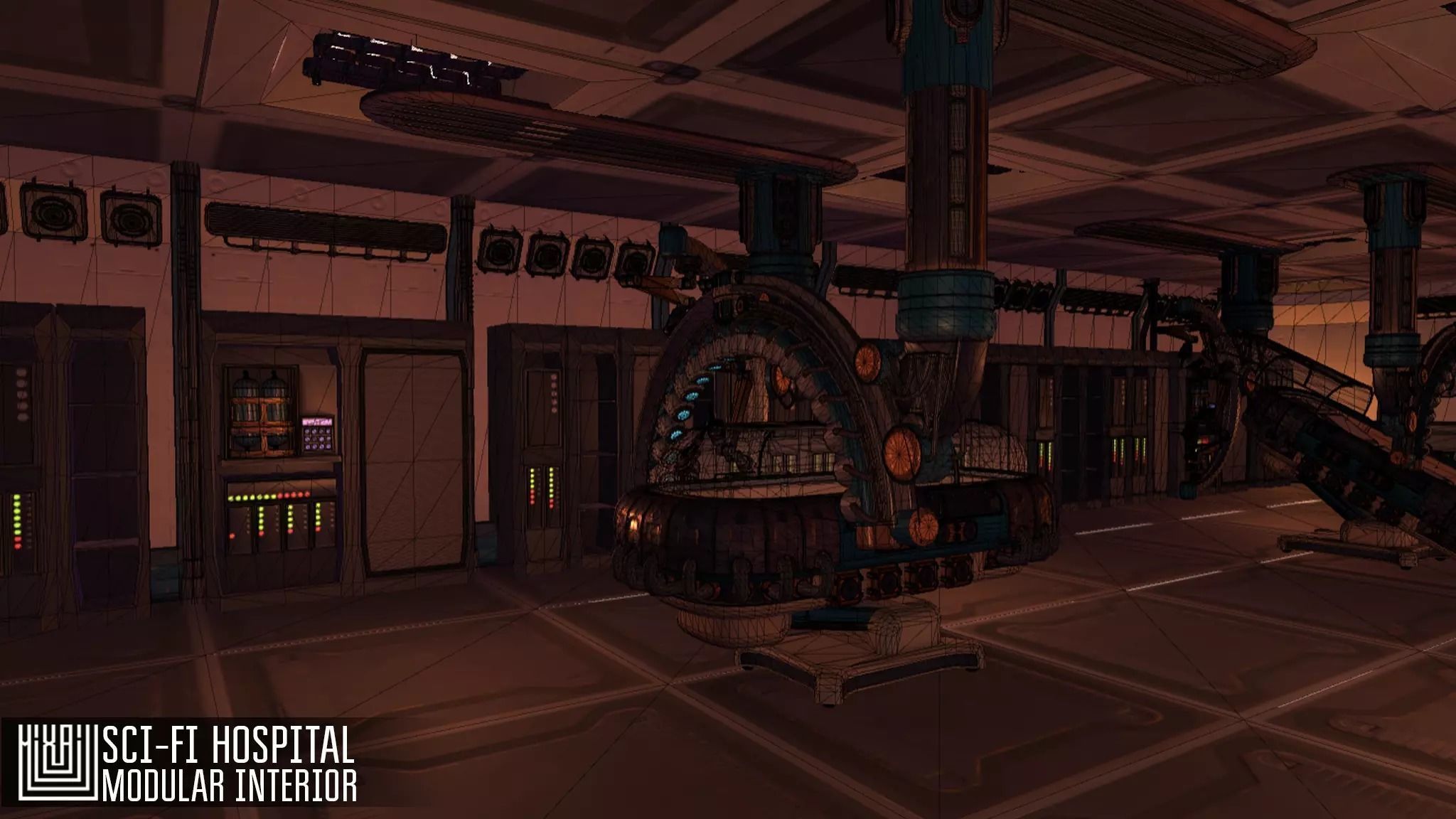 Sci-fi hospital - modular interior Low-poly 3D model_10