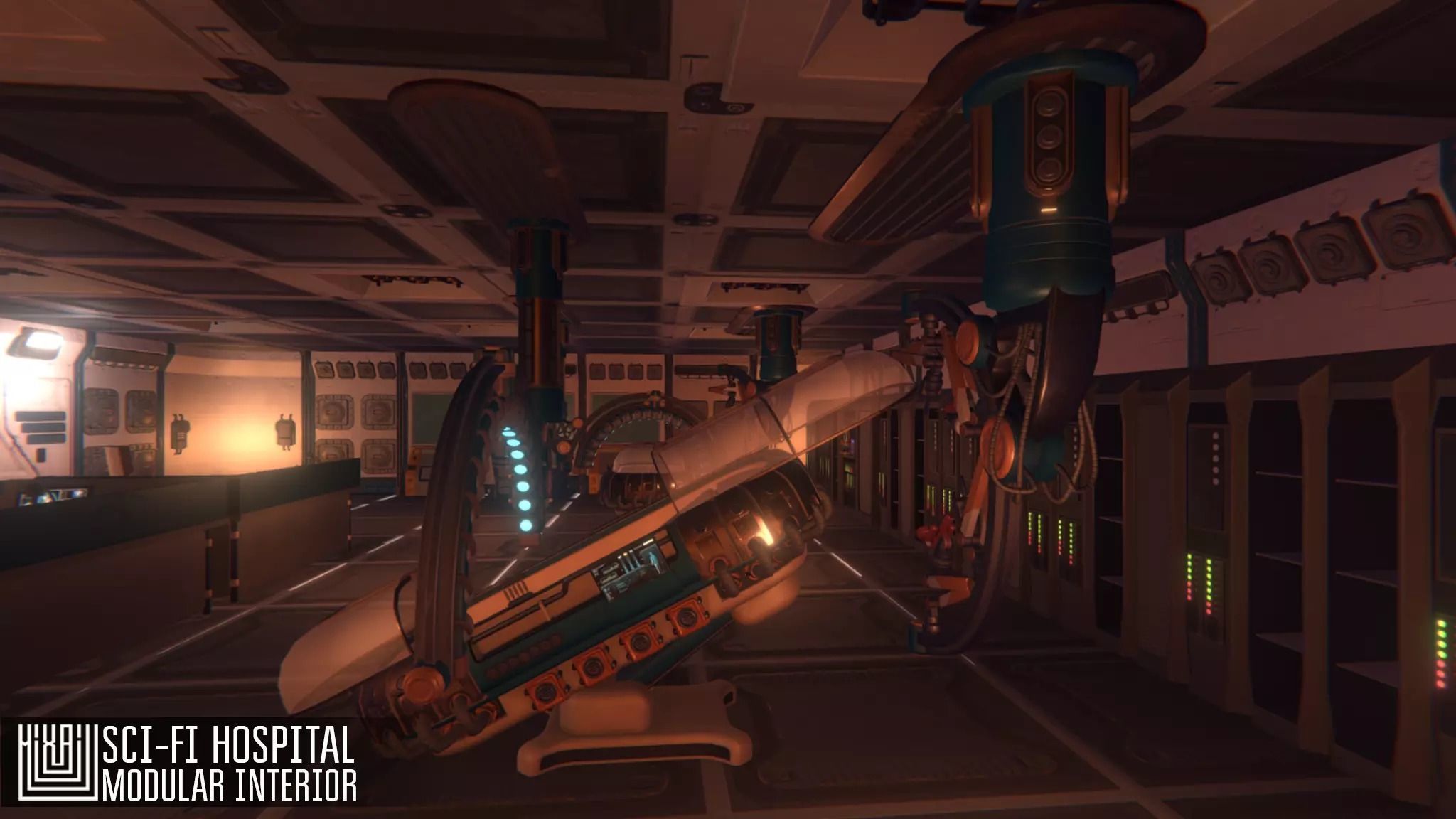 Sci-fi hospital - modular interior Low-poly 3D model_12