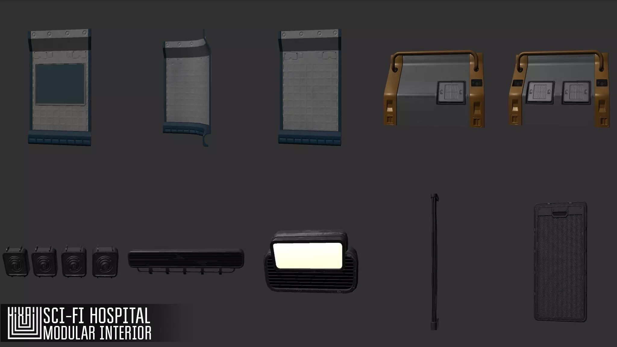 Sci-fi hospital - modular interior Low-poly 3D model_3