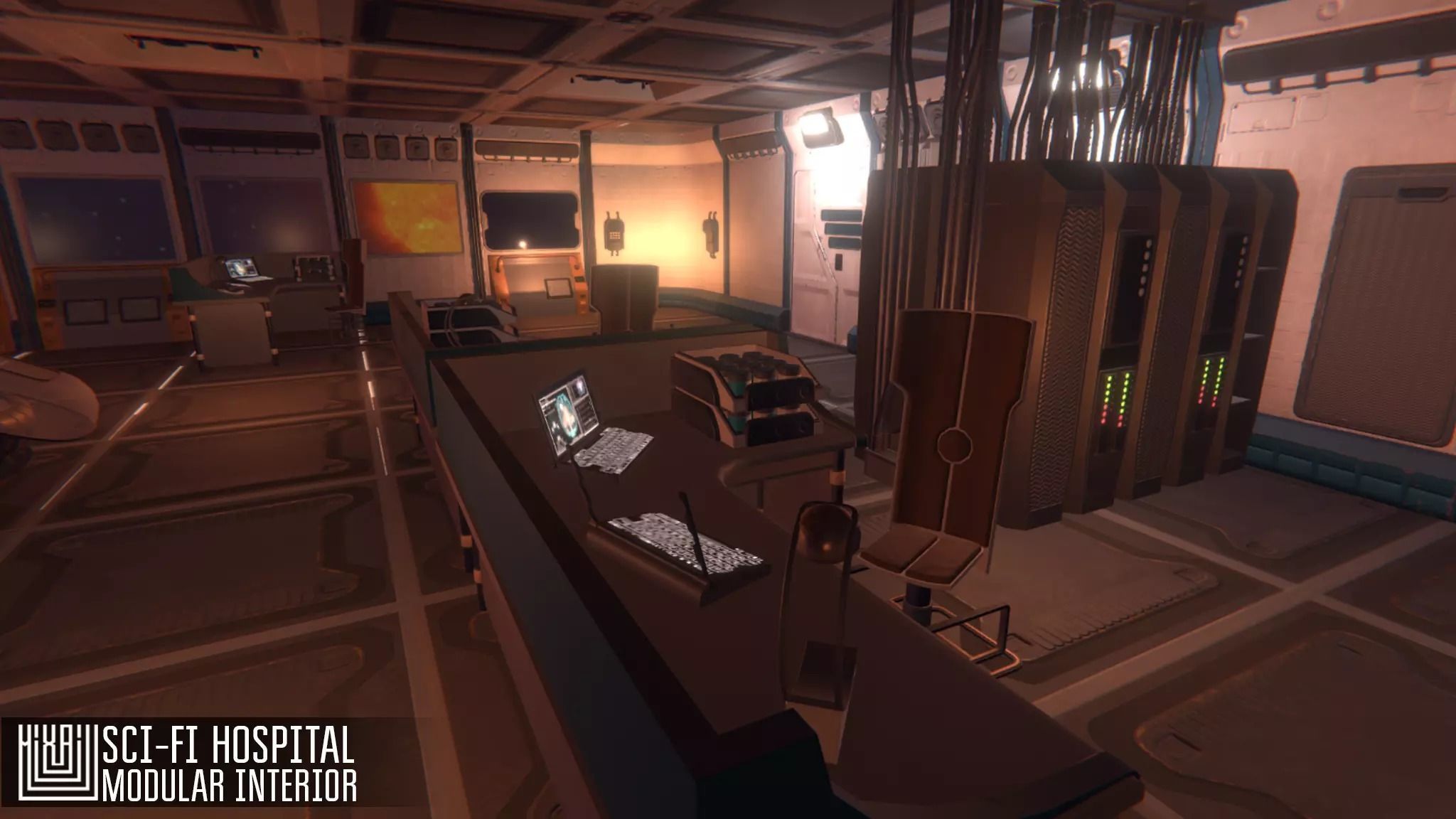 Sci-fi hospital - modular interior Low-poly 3D model_13