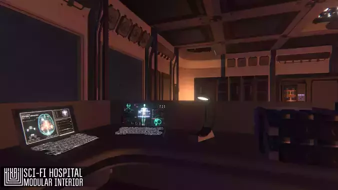 Sci-fi hospital - modular interior Low-poly 3D model