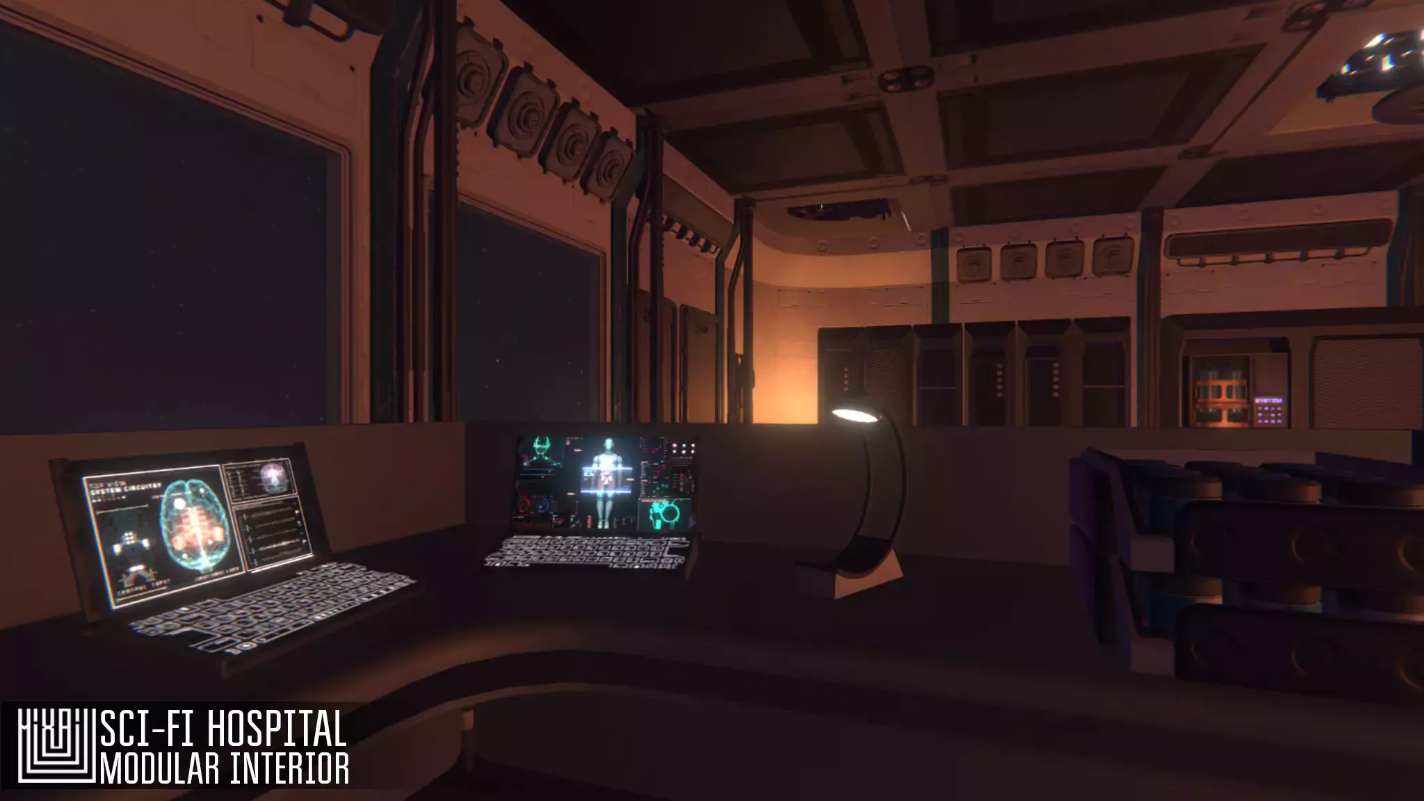 Sci-fi hospital - modular interior Low-poly 3D model_0