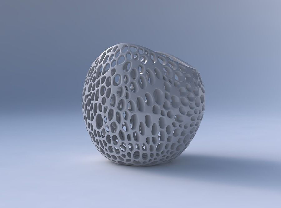 Bowl compressed 3 with organic lattice and twisted thickness 3D print model_4