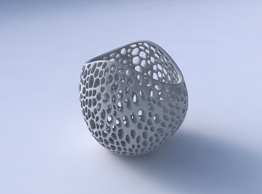 Bowl compressed 3 with organic lattice and twisted thickness 3D print model_3
