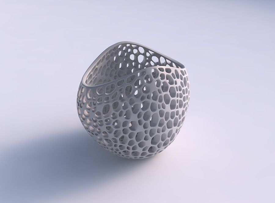 Bowl compressed 3 with organic lattice and twisted thickness 3D print model_0