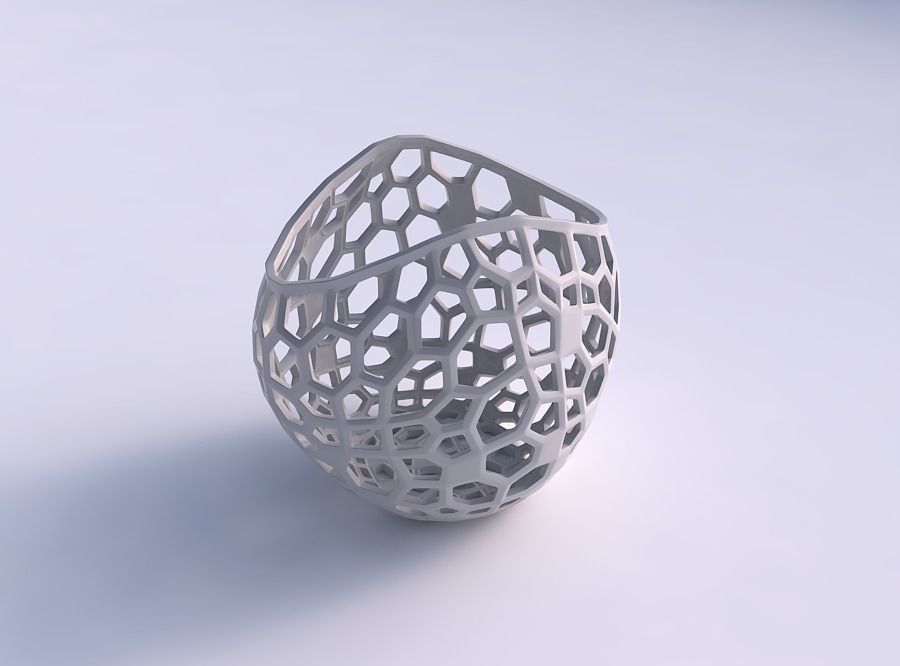 Bowl compressed 3 with faceted organic lattice 3D print model