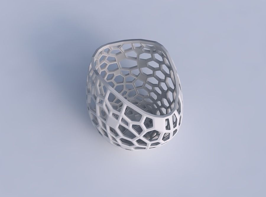 Bowl compressed 3 with faceted organic lattice 3D print model