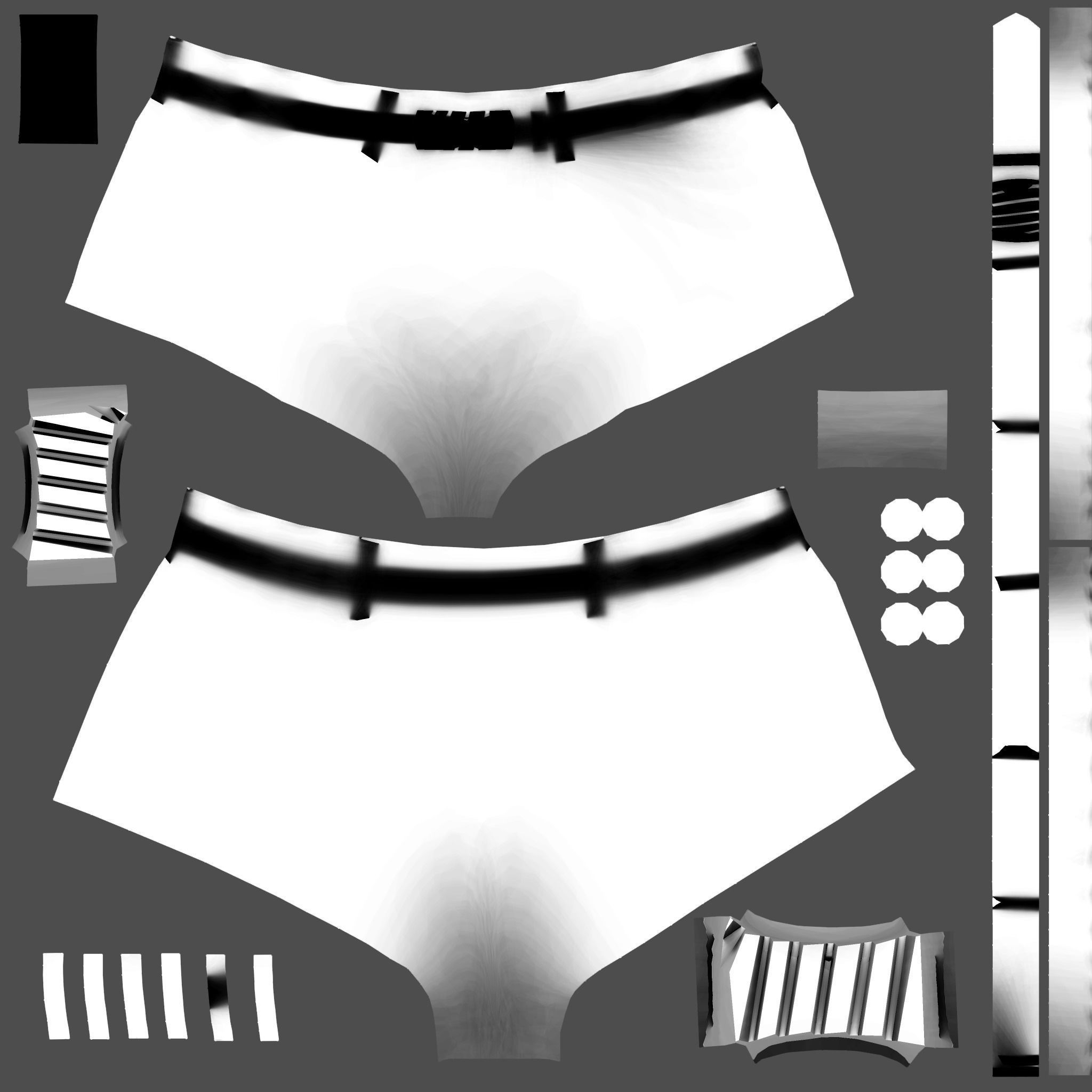 Lace Edge Mini Shorts Low-poly 3D model_4