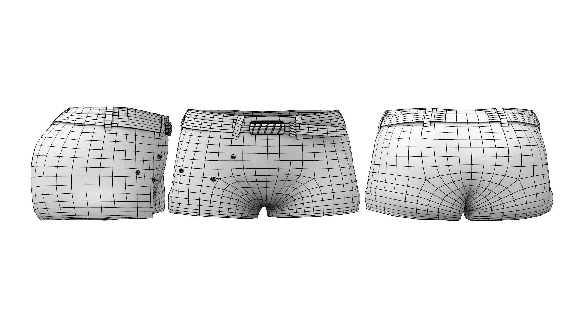 Lace Edge Mini Shorts Low-poly 3D model_2
