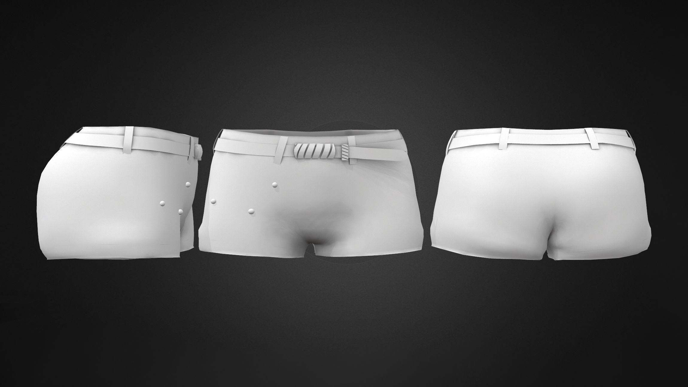 Lace Edge Mini Shorts Low-poly 3D model_3