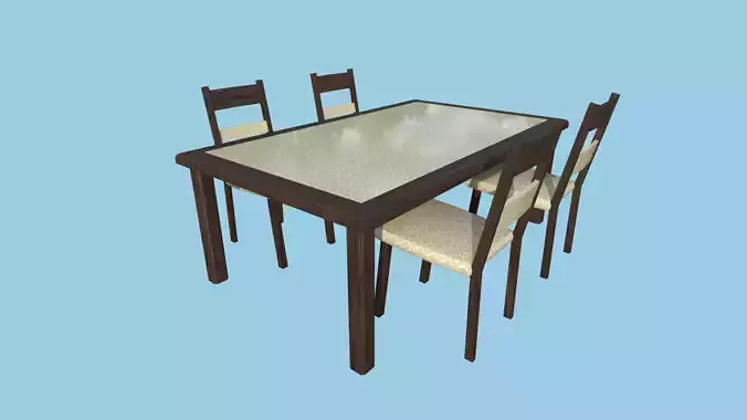 Dinning Table 21 - Vintage Wood - Furniture Interior Design Low-poly 3D model