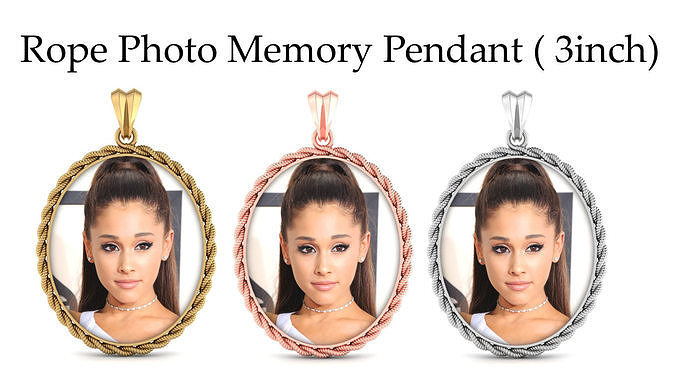 Rope Photo Memory Pendant  - 3 inch  3D print model