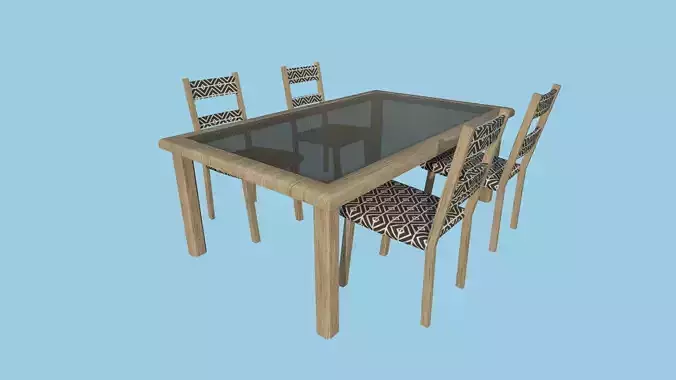 Dinning Table 23 - Vintage Glass - Furniture Interior Design Low-poly 3D model