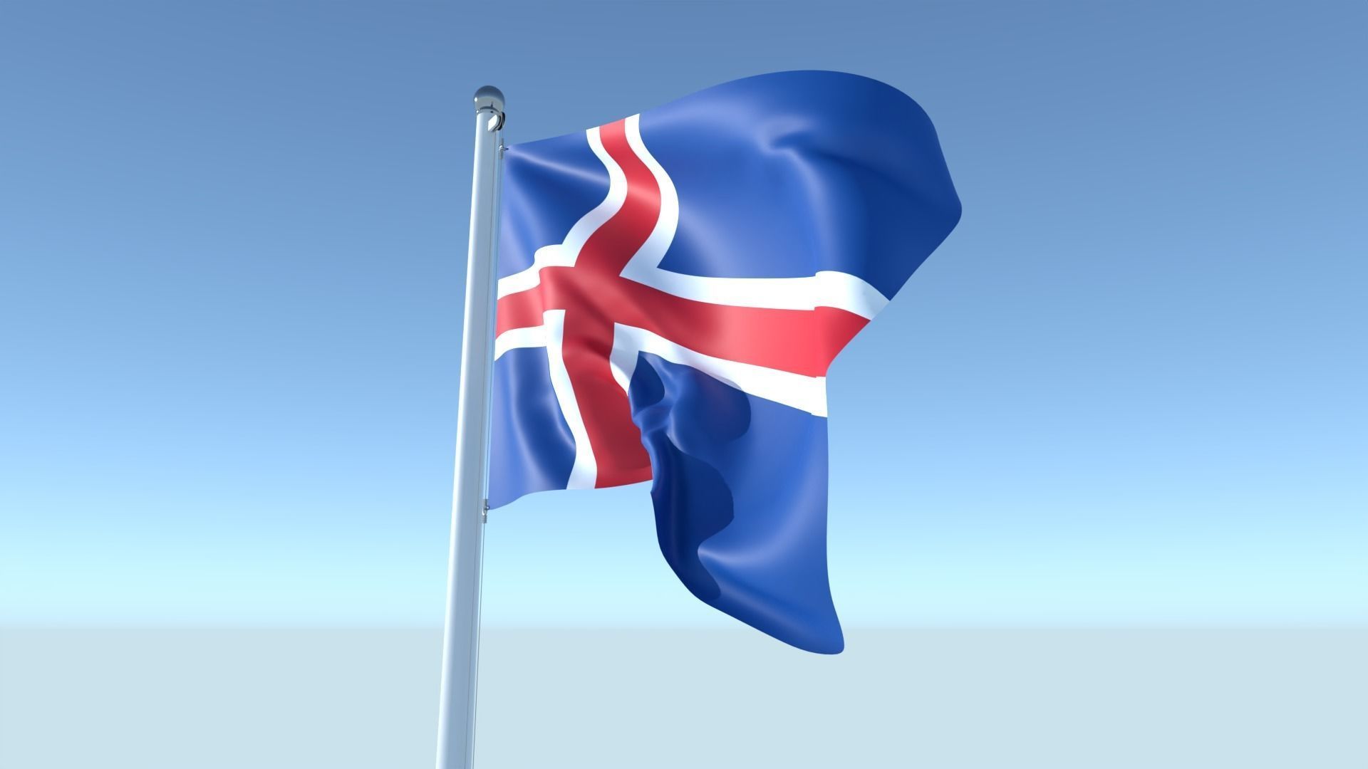 Animated Flag of Iceland Low-poly 3D model_6