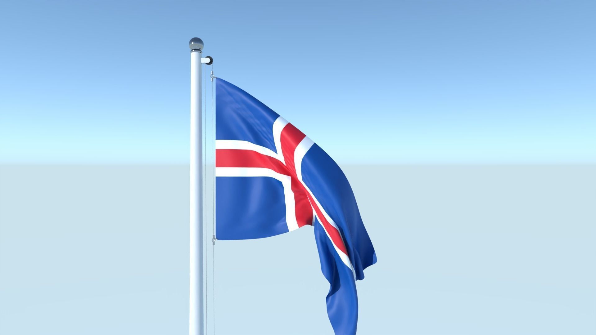Animated Flag of Iceland Low-poly 3D model_2