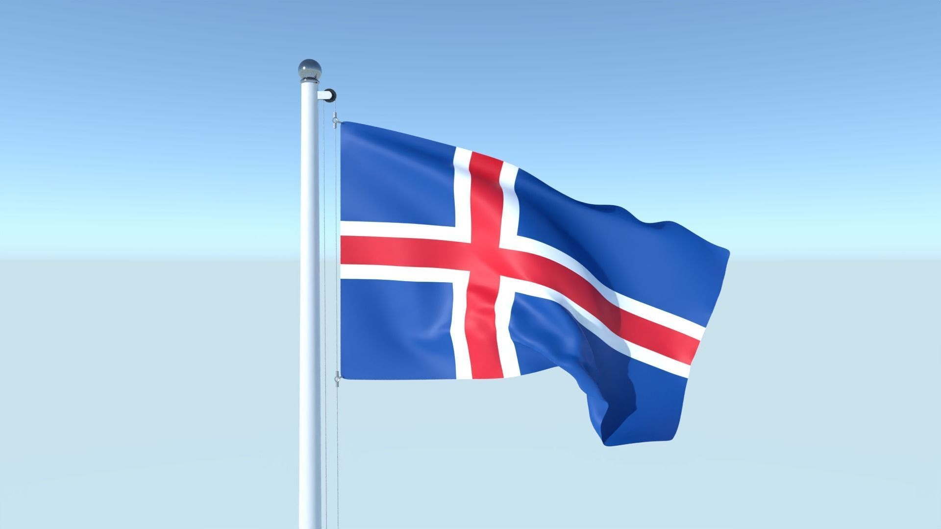 Animated Flag of Iceland Low-poly 3D model_1