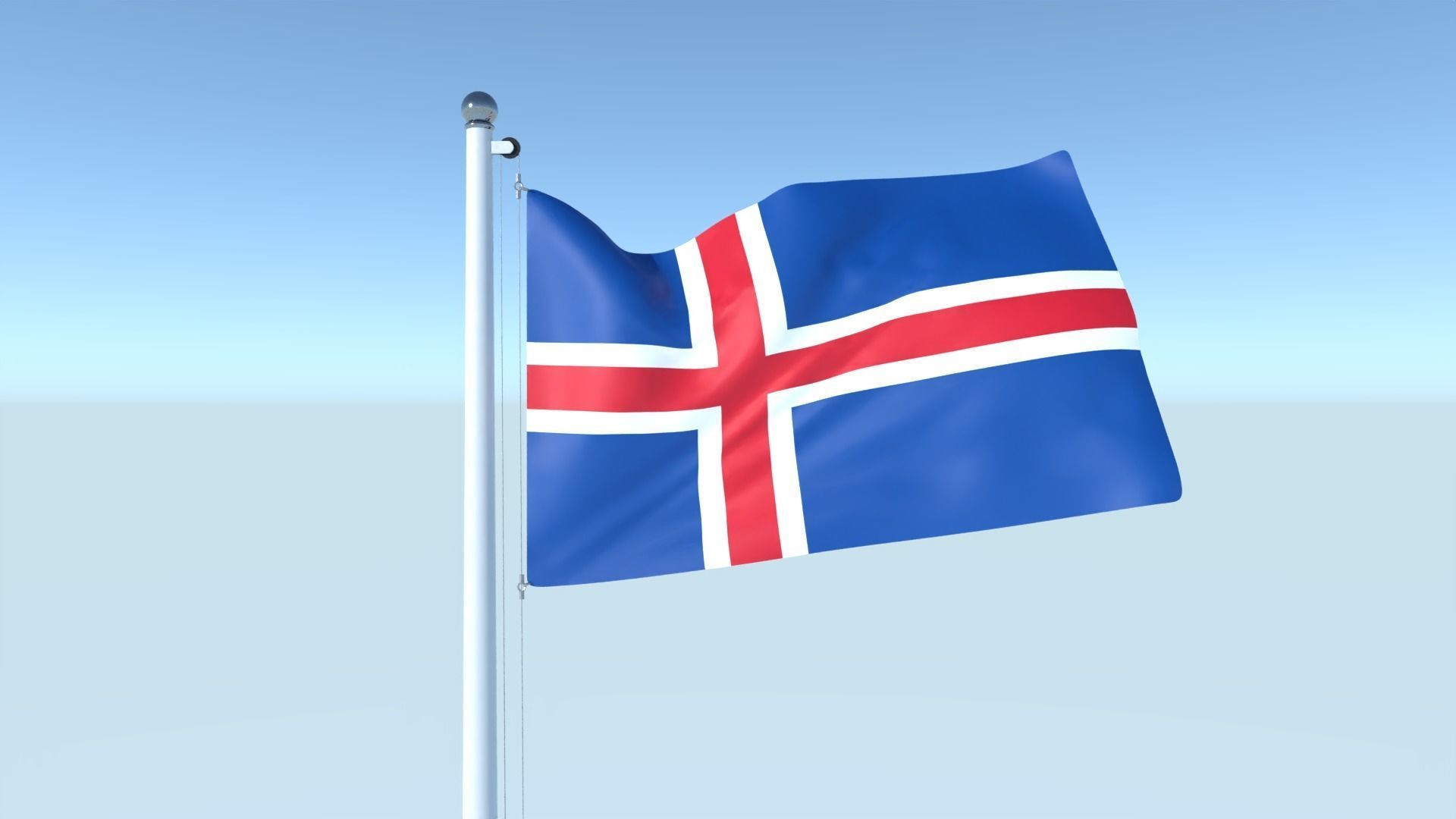 Animated Flag of Iceland Low-poly 3D model_3