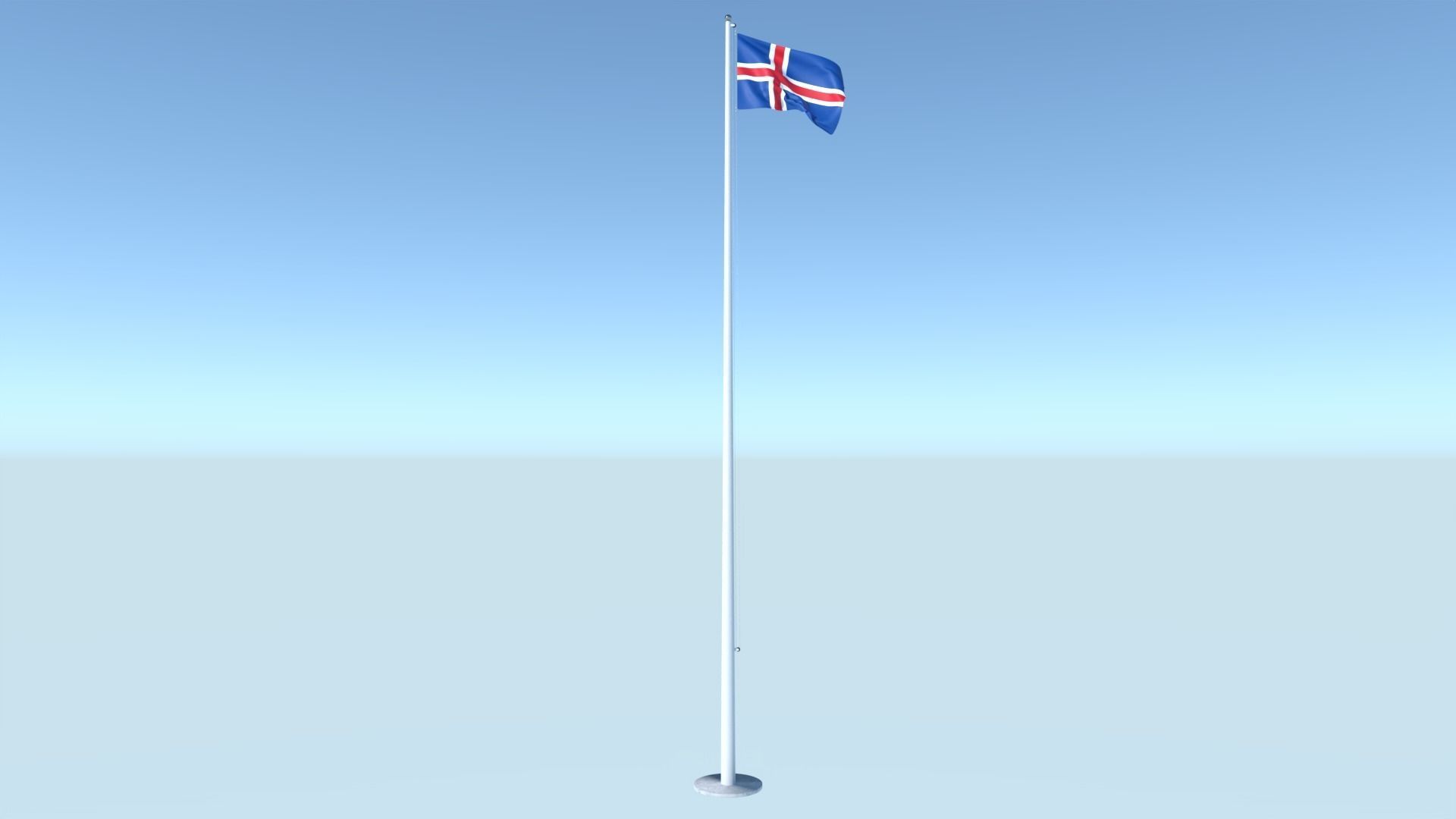 Animated Flag of Iceland Low-poly 3D model_5