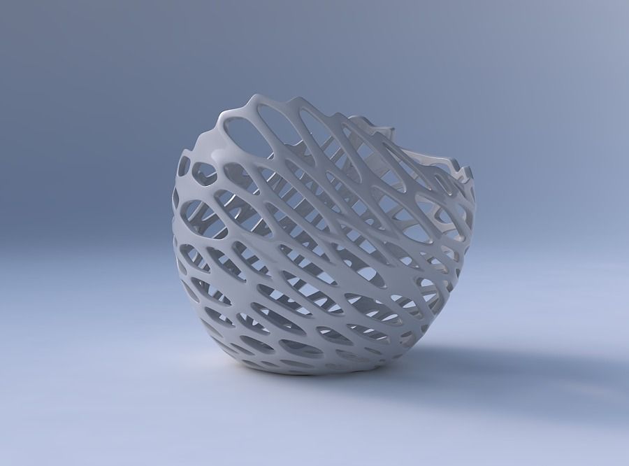 Bowl compressed 3 with cracked and twisted organic lattice 3D print model_4