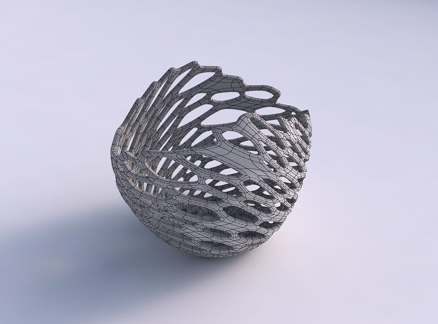Bowl compressed 3 with cracked and twisted organic lattice 3D print model_5