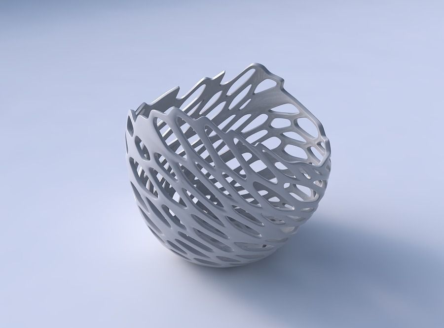 Bowl compressed 3 with cracked and twisted organic lattice 3D print model_3