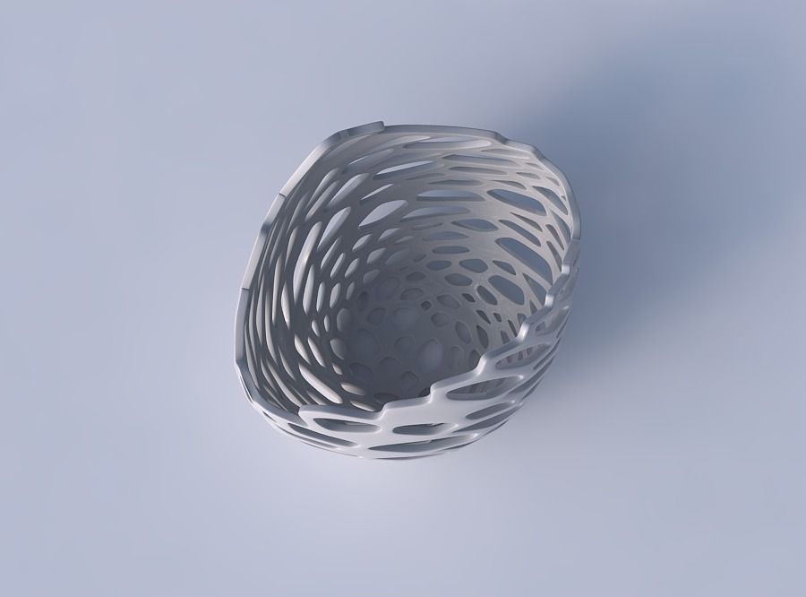 Bowl compressed 3 with cracked and twisted organic lattice 3D print model_2