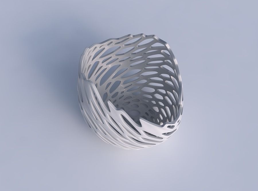 Bowl compressed 3 with cracked and twisted organic lattice 3D print model_1
