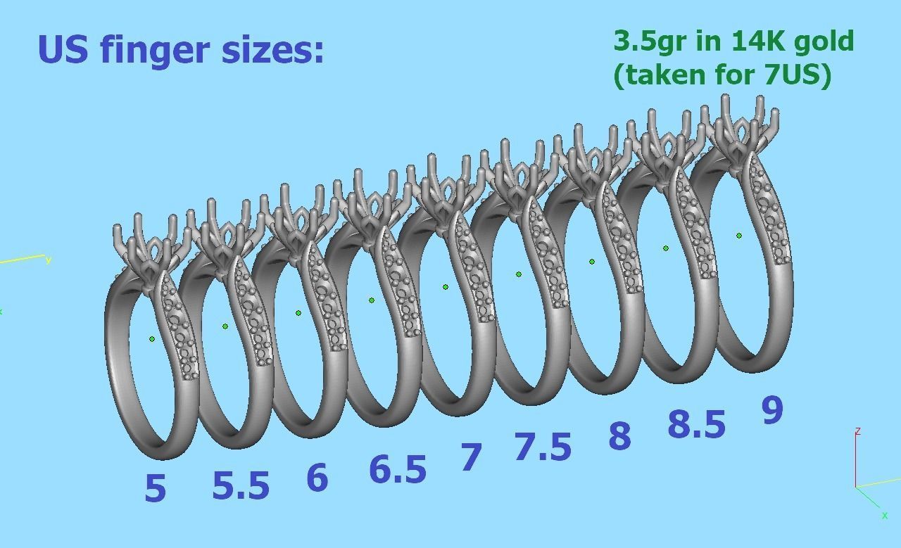 1ct Engagement Ring Own design Solitaire Ring 3dmodel 3D print model_7