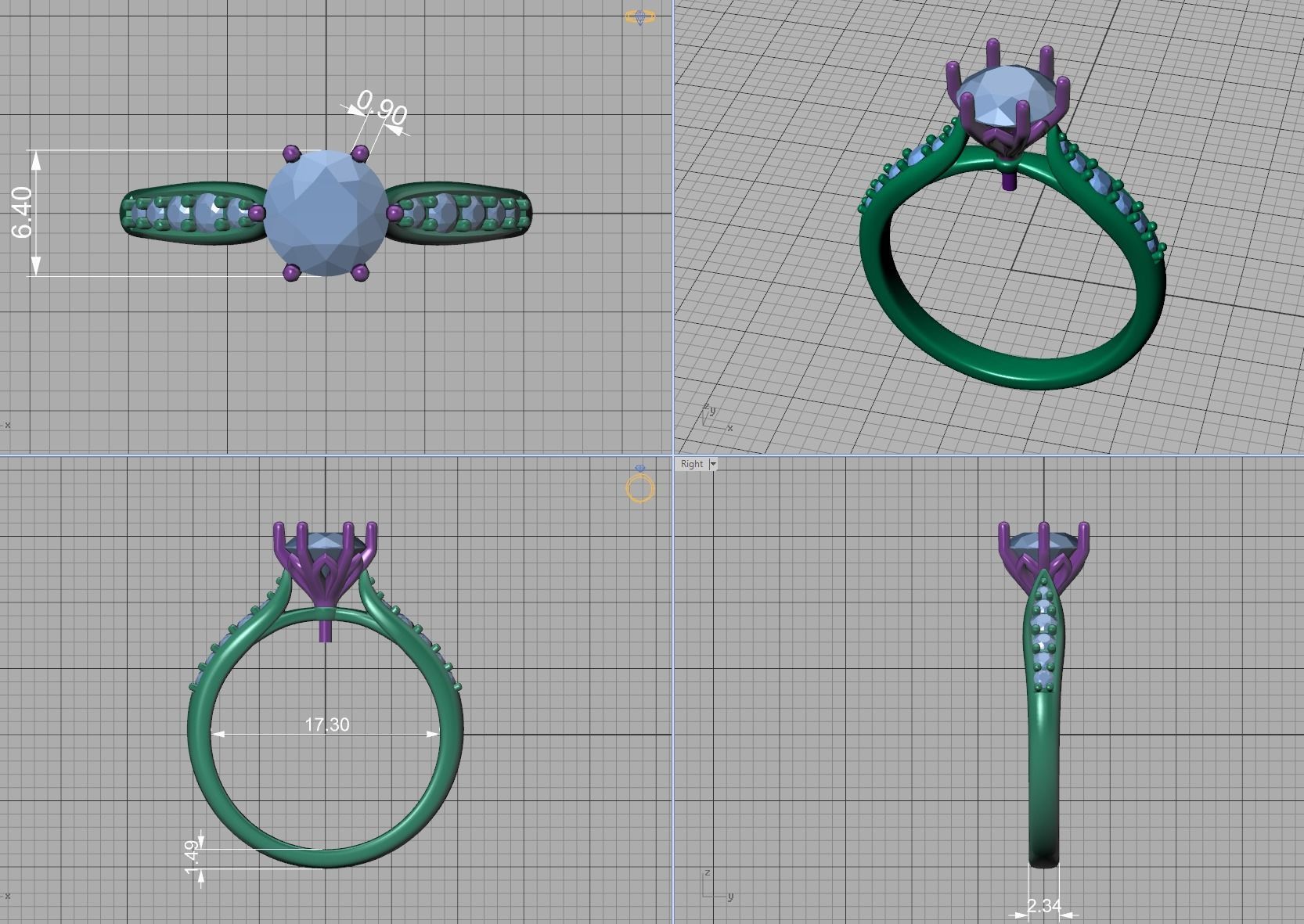 1ct Engagement Ring Own design Solitaire Ring 3dmodel 3D print model_2