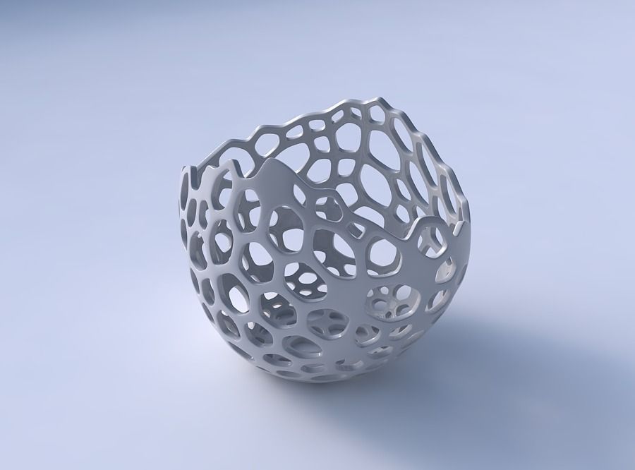 Bowl compressed 3 with cracked organic lattice 3D print model_3