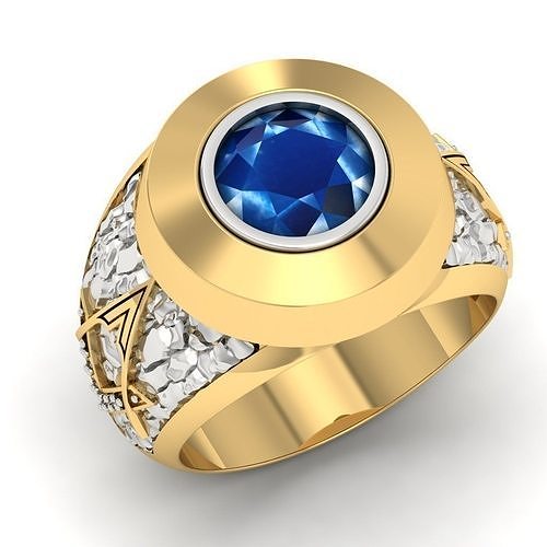 blue sapphire mens ring 3D print model