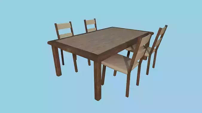 Dinning Table 25 - Woods - Furniture Interior Design Low-poly 3D model