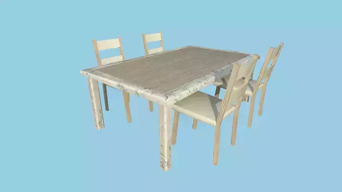 Dinning Table 26 - Marble Wood - Furniture Interior Design Low-poly 3D model