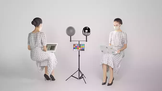 Beautiful woman sitting and using laptop 285