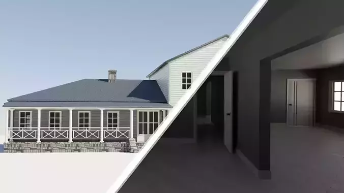 Enterable house Low-poly 3D model