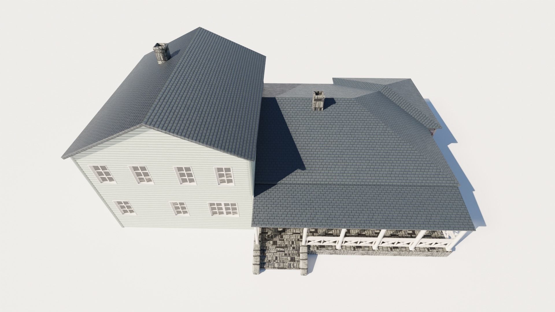 Enterable house Low-poly 3D model_5