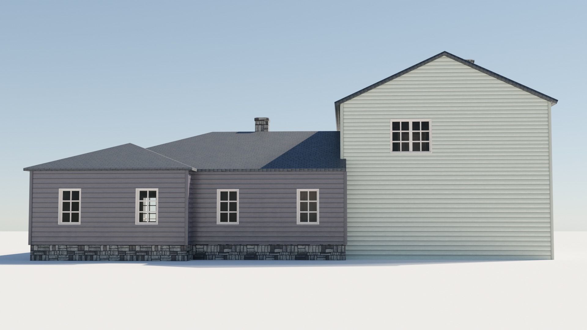 Enterable house Low-poly 3D model_3