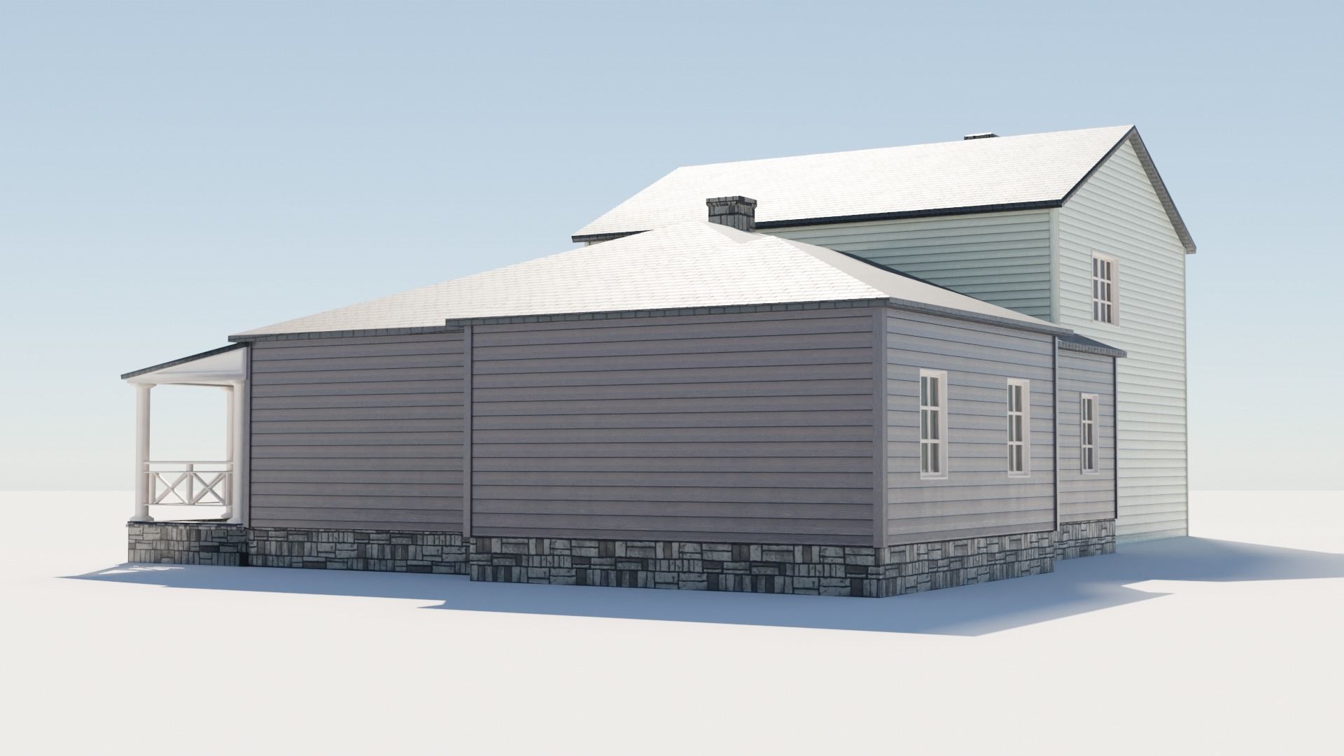 Enterable house Low-poly 3D model_2