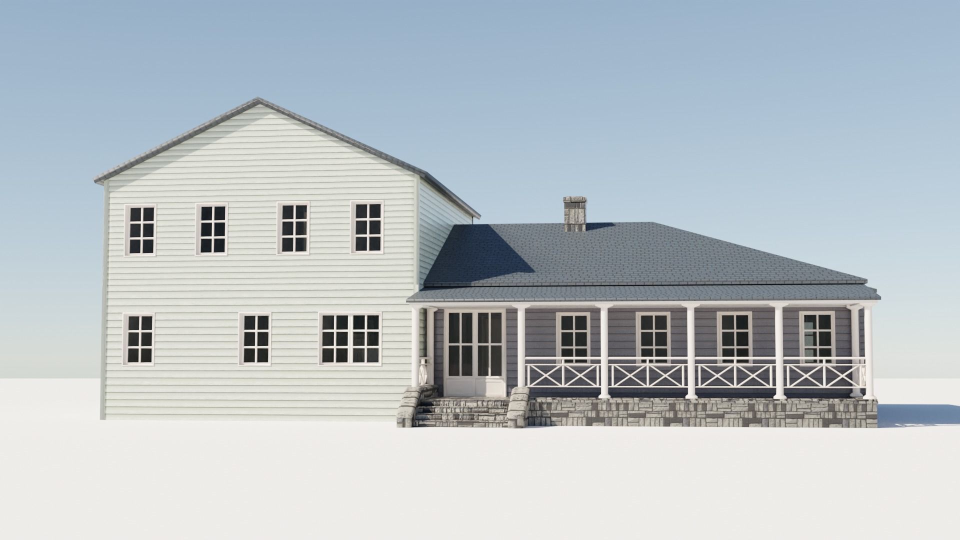 Enterable house Low-poly 3D model_1