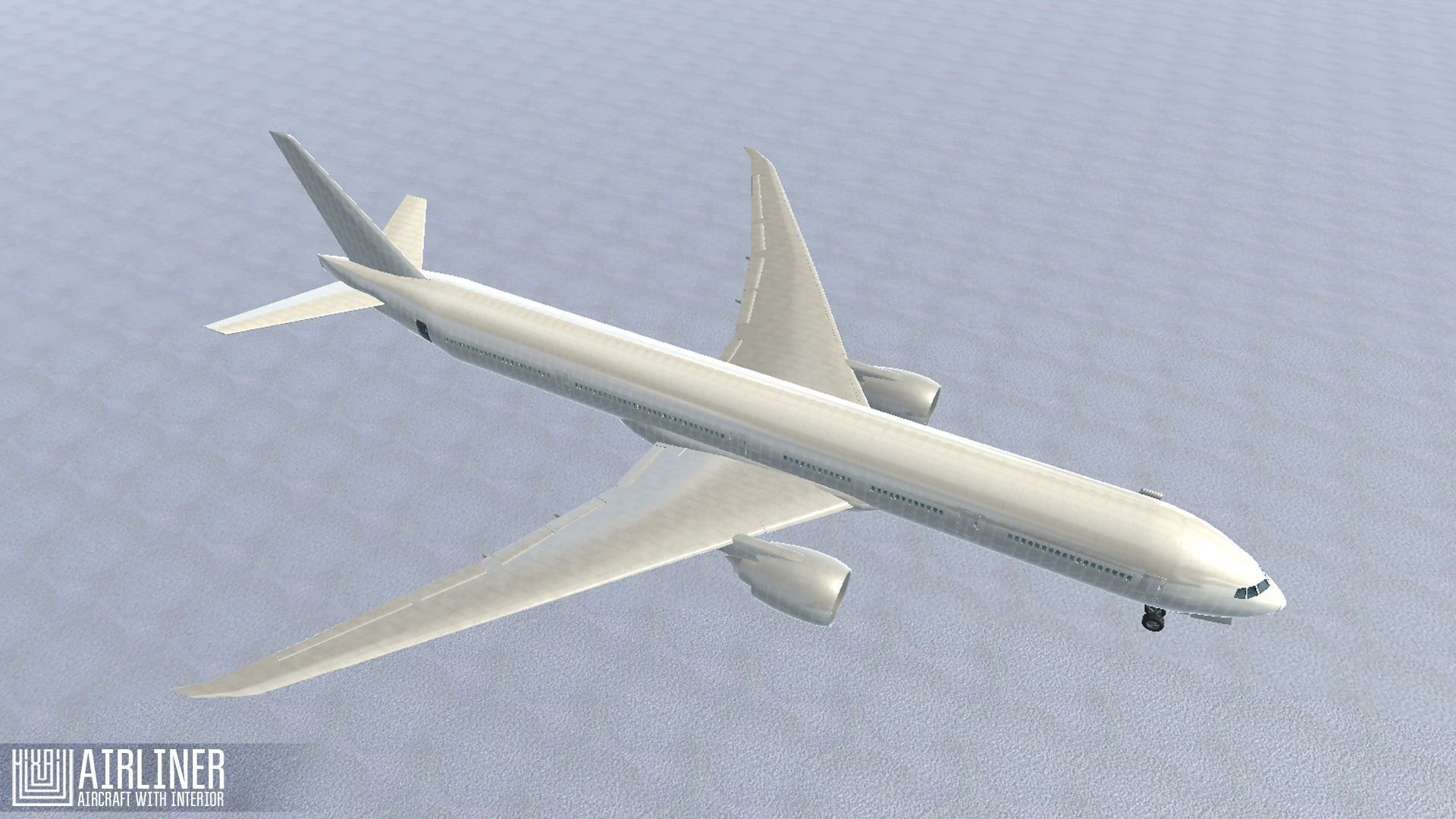 Airliner - aircraft with interior Low-poly 3D model_2