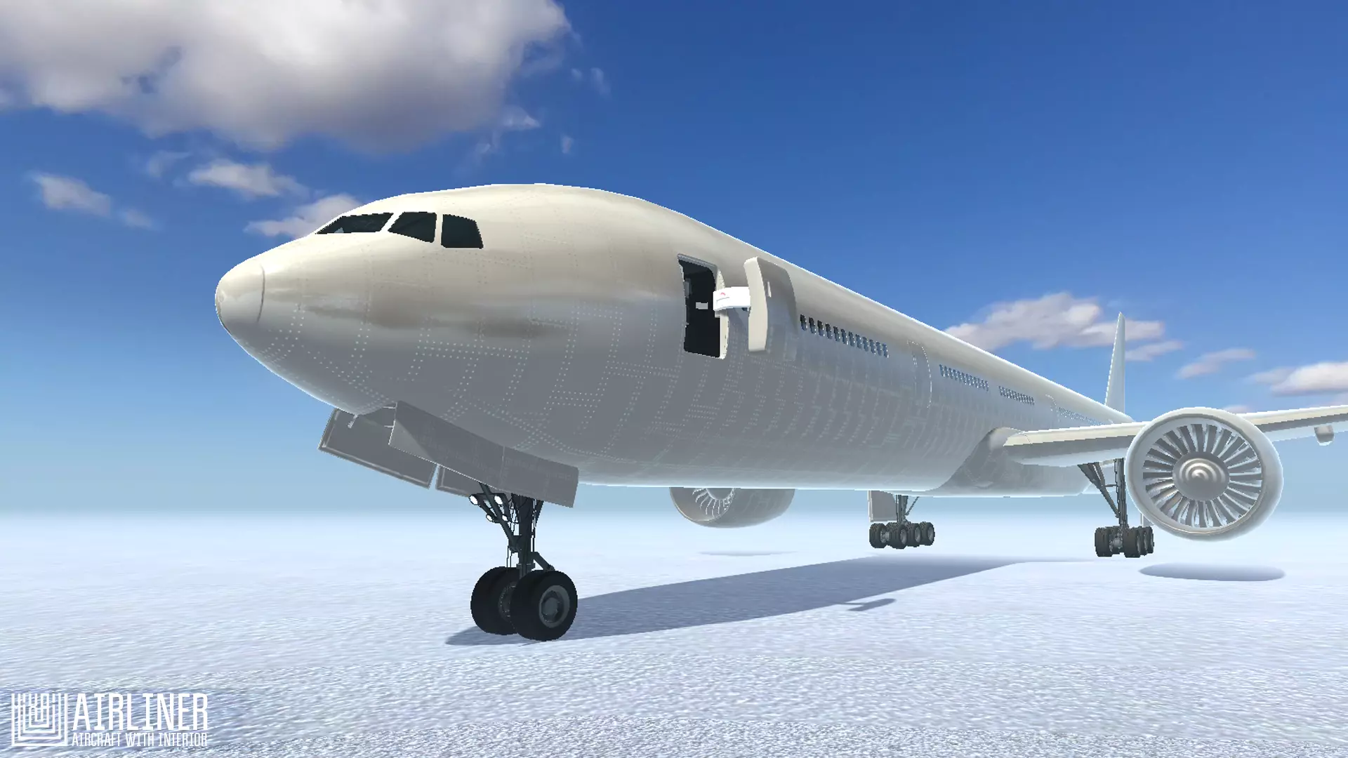 Airliner - aircraft with interior Low-poly 3D model_0