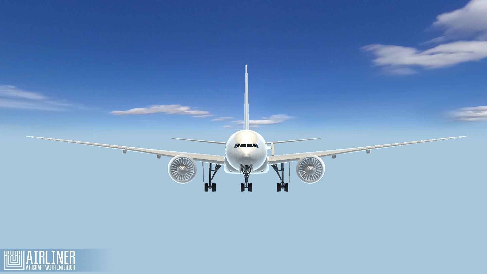 Airliner - aircraft with interior Low-poly 3D model_1