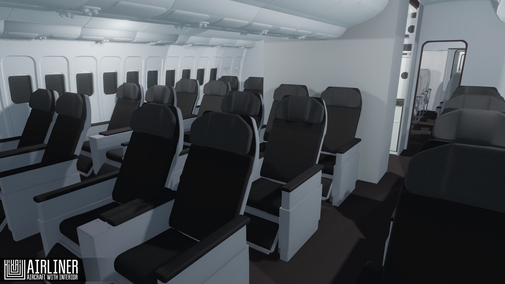 Airliner - aircraft with interior Low-poly 3D model_7