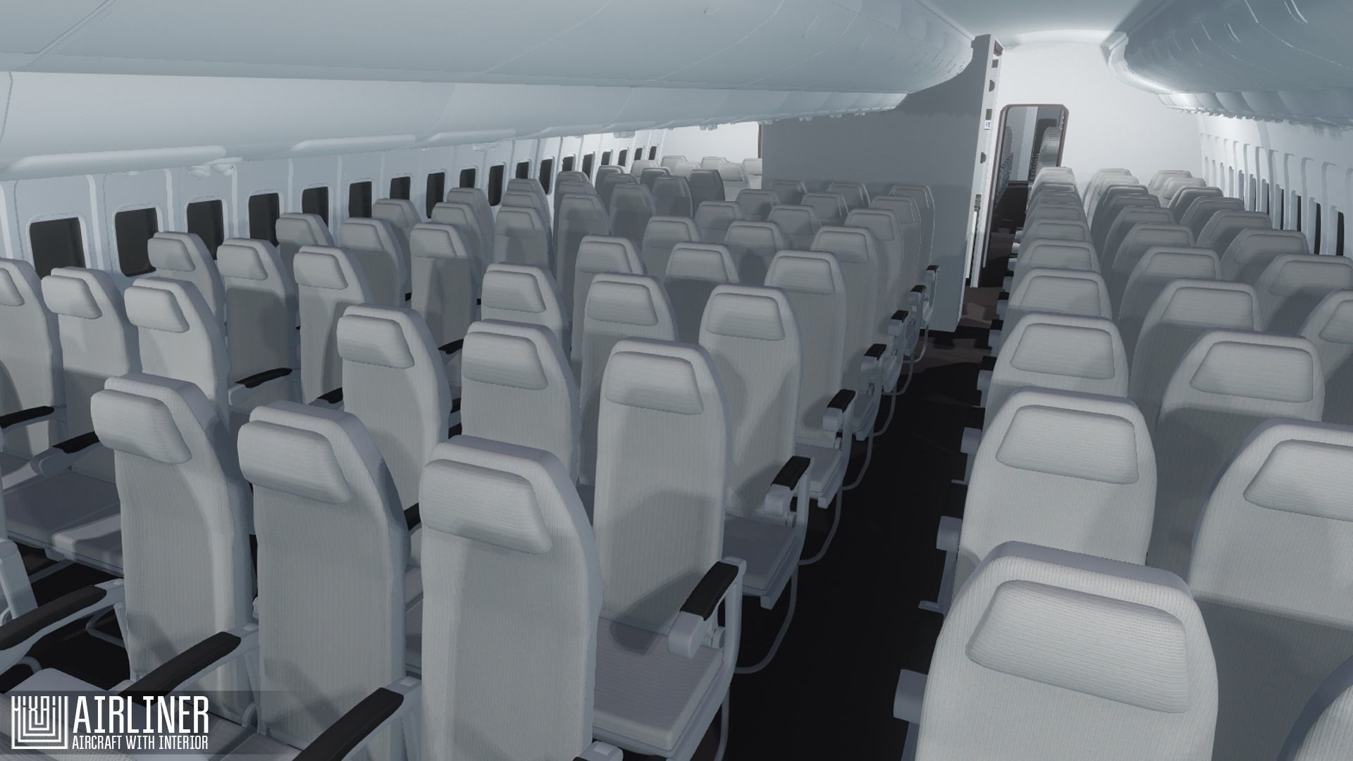 Airliner - aircraft with interior Low-poly 3D model_6