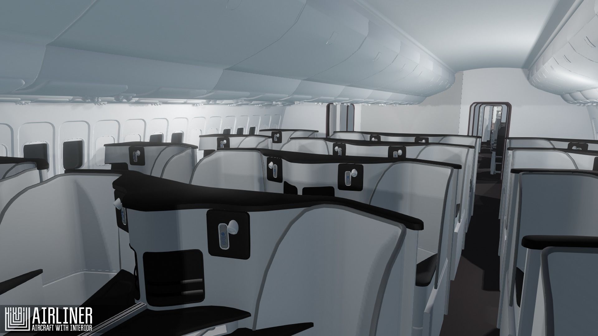 Airliner - aircraft with interior Low-poly 3D model_9