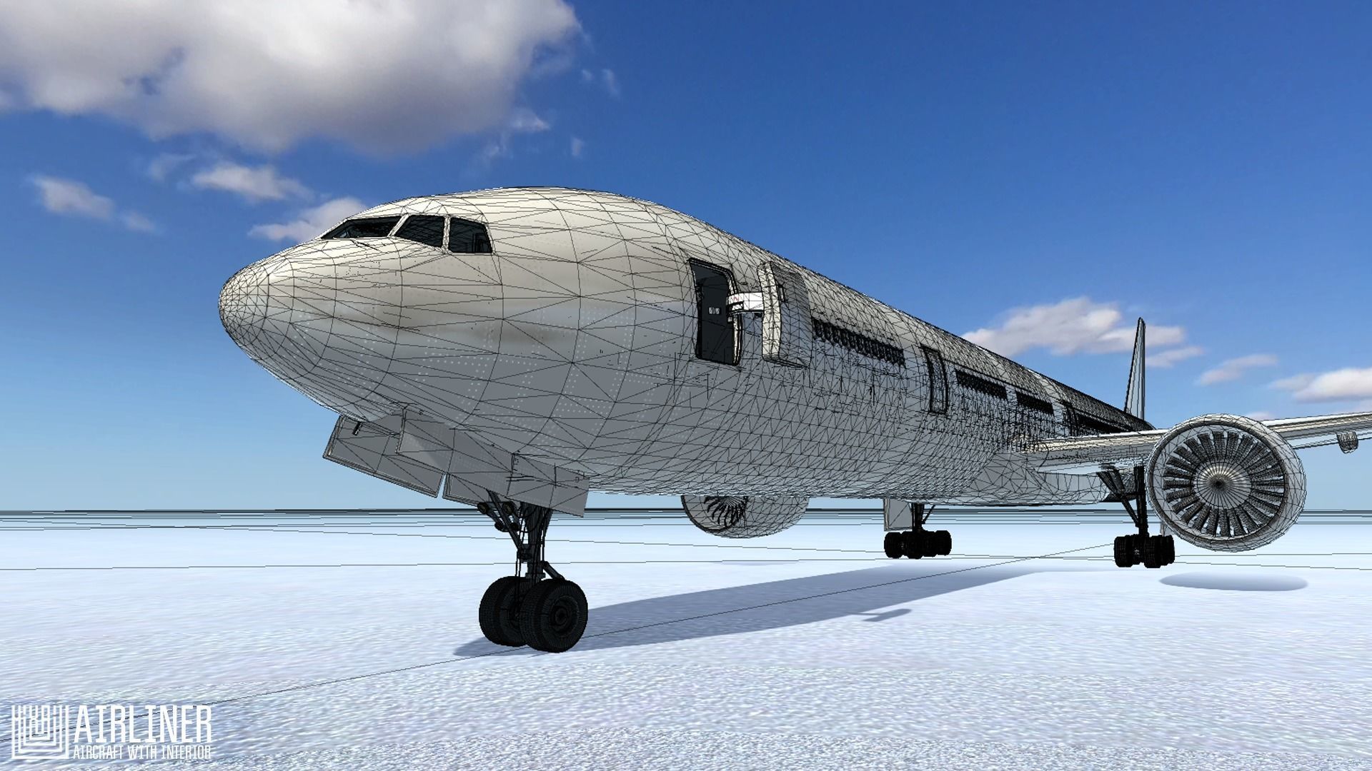 Airliner - aircraft with interior Low-poly 3D model_13