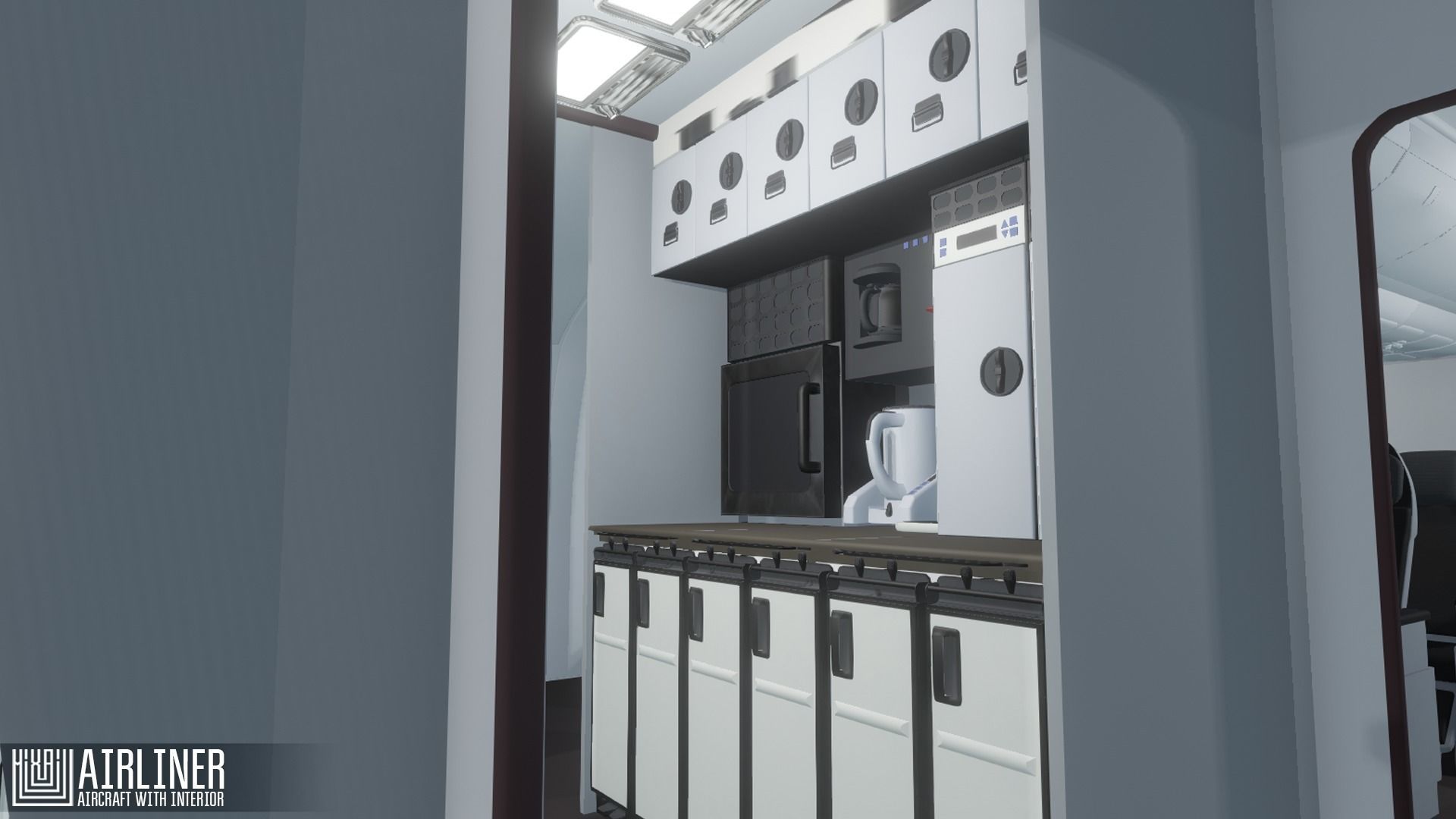 Airliner - aircraft with interior Low-poly 3D model_8