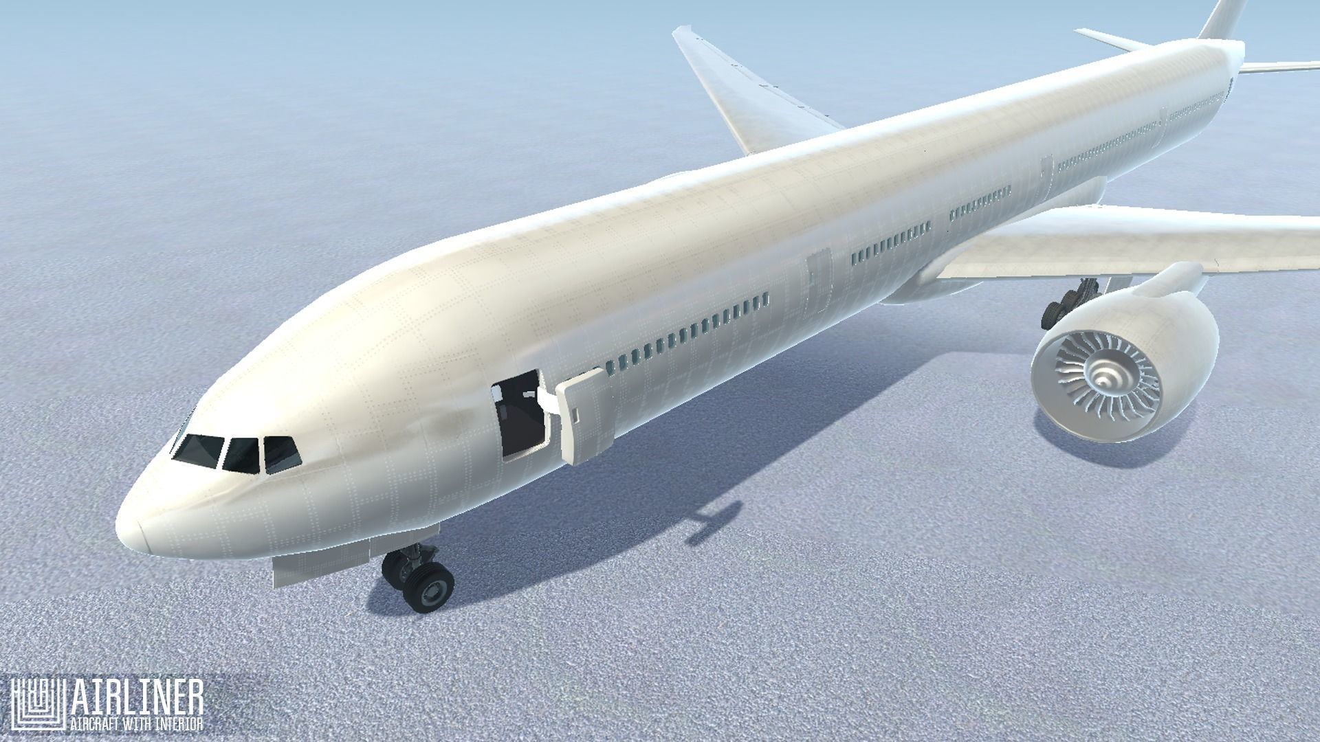 Airliner - aircraft with interior Low-poly 3D model_3